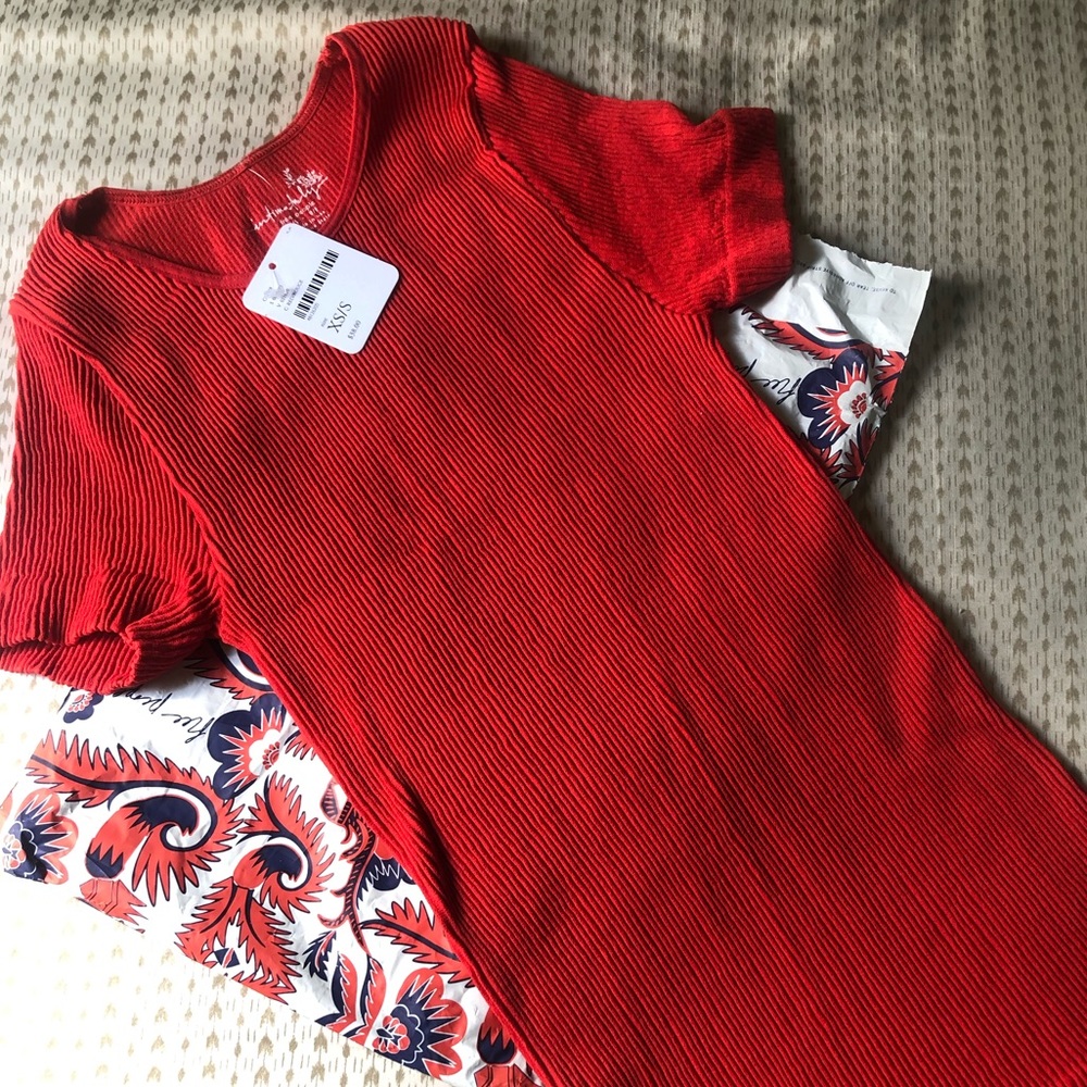 Free people red fitted top